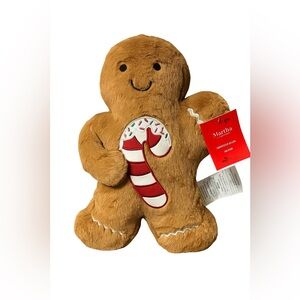 NWT Martha Stewart Gingerbread man Christmas Faux Fur Decorative Pillow - Brown